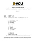 [2016-09-15] Meeting of the Audit and Compliance Committee by Virginia Commonwealth University. Board of Visitors