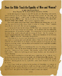 Does the Bible Teach the Equality of Men and Women? by Mrs. Milton McNeilan, 1915