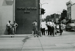 Protesters near Peoples National Bank on Main Street in Farmville, Va., July 1963, #002