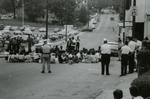 Crowd and police near First Baptist Church, Farmville, Va., August 1963, #017