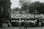 Crowd and police near First Baptist Church, Farmville, Va., August 1963, #006