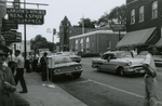 View of Main Street and protesters at Southside Sundry, Farmville, Va., July 1963, #004