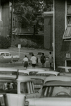 People walking near First Baptist Church, Farmville, Va., August 1963