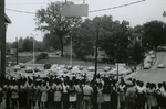 Crowd and police near First Baptist Church, Farmville, Va., August 1963, #003