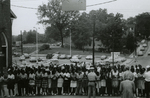 Crowd and police near First Baptist Church, Farmville, Va., August 1963, #004