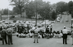 Crowd and police near First Baptist Church, Farmville, Va., August 1963, #016