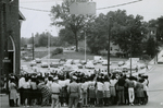Crowd and police near First Baptist Church, Farmville, Va., August 1963, #008