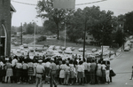 Crowd and police near First Baptist Church, Farmville, Va., August 1963, #009
