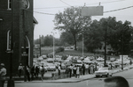 Crowd and police near First Baptist Church, Farmville, Va., August 1963, #019