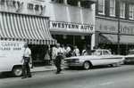 Protesters and pedestrians on Main Street, Farmville, Va., July 1963