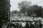 Crowd and police near First Baptist Church, Farmville, Va., August 1963, #012