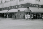 People standing outside of J.J. Newberry, Farmville, Va., July 1963