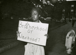 Protester with sign, unknown Virginia location, [undated], #001