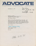 Letter from Sasha Gregory-Lewis to Walter A. Foery, 1975 September 9 by Sasha Gregory-Lewis