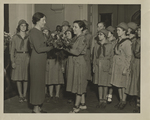 First Lady of Virginia Violet McDougall Pollard receives a Bouquet from Girl Scout Troop 7, 1933-11-03