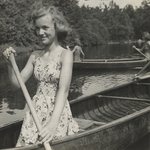 Girl Scouts Canoeing at Camp