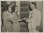 Girl Scouts Anna Donnelly and Sue Sale Present GIft to Dr. Benjamin J. Shephard, 1942-09-18