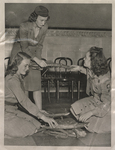 Girl Scouts from Troop #49, Jacqueline Newman, Pette Clark, and Leader Evelyn Belvin, 1946-04-05