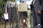 Robert Russa Moton High School, Farmville, Va., national historic designation ceremonies, view of National Historic Landmark plaque, 1998 by Edward H. Peeples