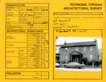133 West Jackson Street - Survey Form by Richmond (Va.). Dept. of Planning and Community Development