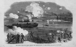 Confederate iron-clad fleet forcing the obstructions in James River by Alfred R. Waud